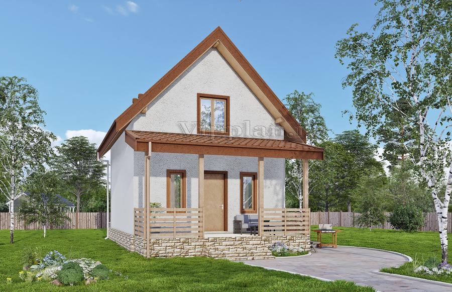 Одноэтажный гостевой дом с мансардой и террасой